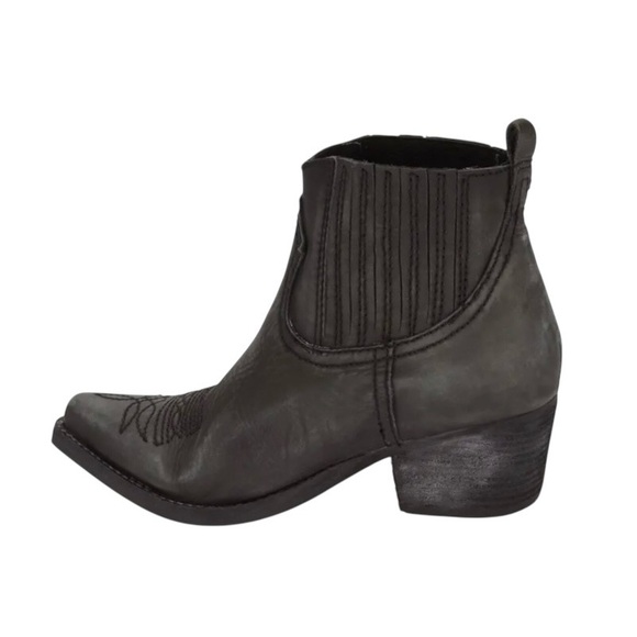 Jeffrey Campbell Gunner Western Bootie Charcoal Leather Ankle Boots Size 10 - Picture 3 of 13